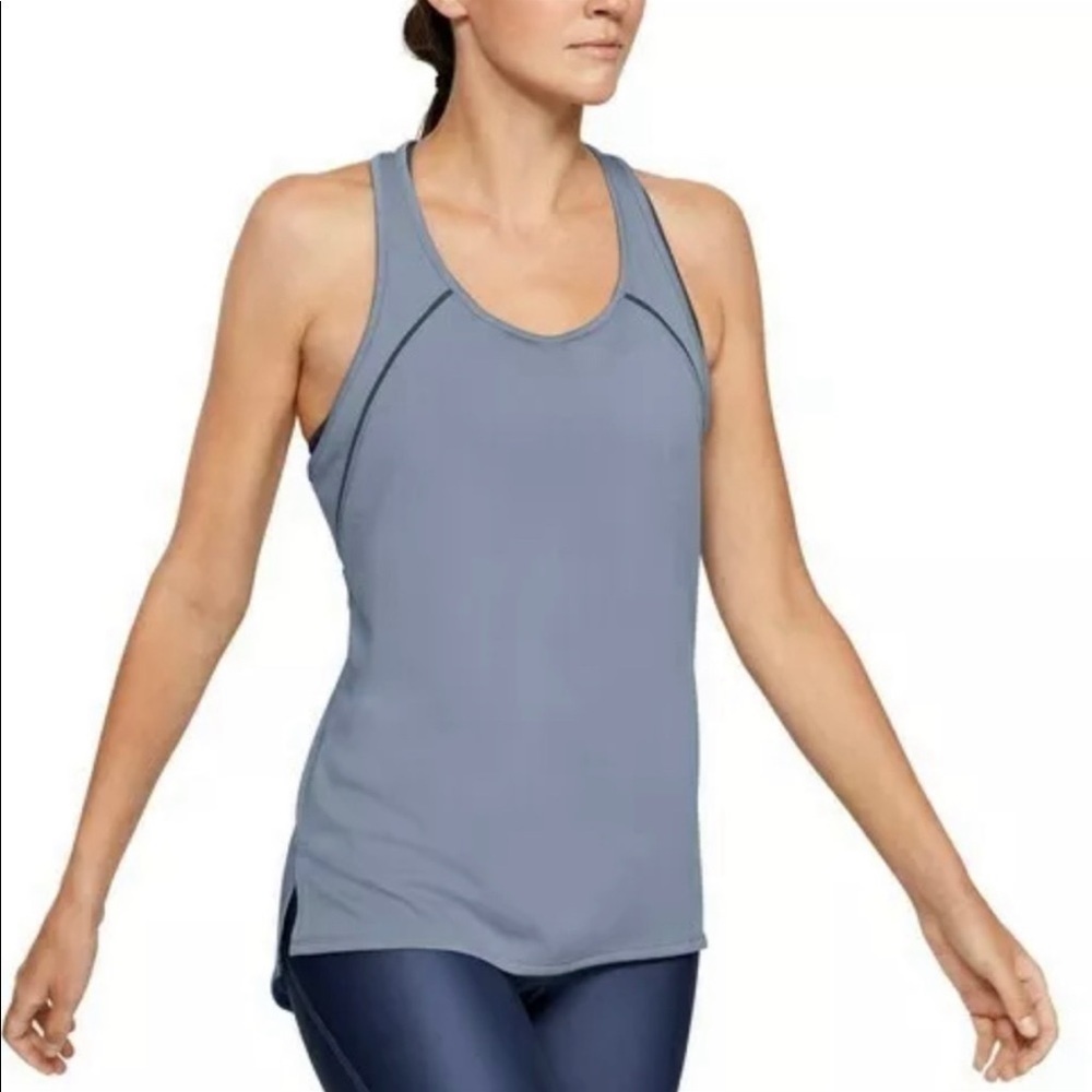 Under Armour Heatgear Tech Edgelit Tank Top Women’s XS Grey Loose Fit EUC